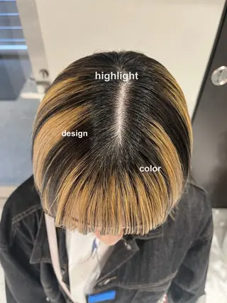 ミディアム カラー RINA🧤 デザインとボブのヘアスタイル