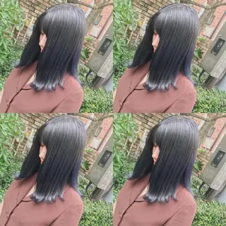 ミディアム カラー ヘアアレンジ TAKUMAブリーチ /切りっぱなし🪽のヘアスタイル