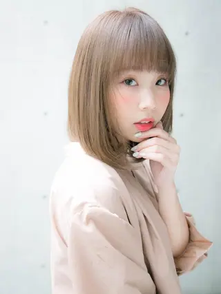 ミディアム カラー パーマ ヘアアレンジ 髪質改善🩵縮毛矯正 代々木/木下のヘアスタイル