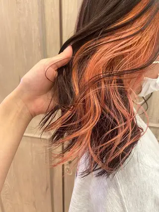 ミディアム カラー 🕊顔まわりカット ／インナーカラー🕊のヘアスタイル