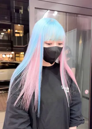 セミロング カラー ❄️💛エクステ ブリーチ❄️yukiのヘアスタイル