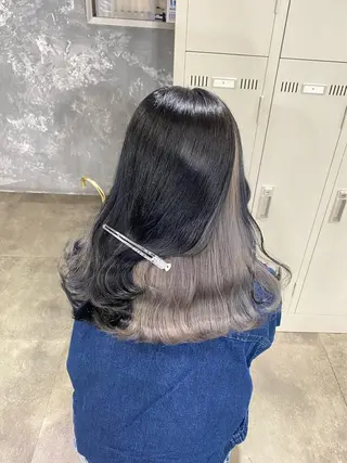 セミロング カラー エフェクトブリーチ 🌟前澤啓太朗のヘアスタイル