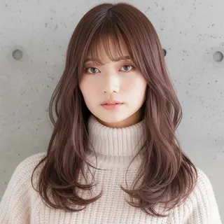 セミロング ハッシュカット 田窪珠妃のヘアスタイル