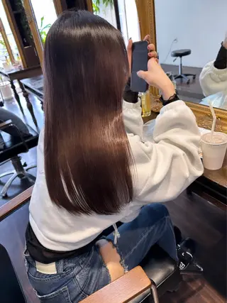 セミロング カラー ヘアアレンジ 髪質改善/レイヤー 縮毛矯正/ケラチン耀のヘアスタイル