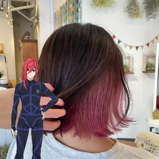 ショート カラー インナーカラー 推し ブリーチ  髪質改善のヘアスタイル