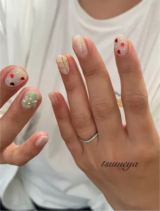 ネイル tsumeya ゆるかわ手描きネイルのネイルデザイン