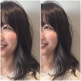 ミディアム カラー ヘアアレンジ オリーブ透明感カラー 表参道/MIKUのヘアスタイル
