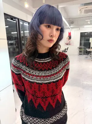 ミディアム カラー TATSUブリーチ/ ミルクティーベージュのヘアスタイル
