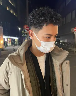 パーマ メンズ スパイキーパーマ 柏NO1 藤本葉のヘアスタイル
