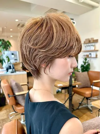 ショート カラー ヘアアレンジ ⭐️銀座/ショート/ 艶カラー/りょうがのヘアスタイル