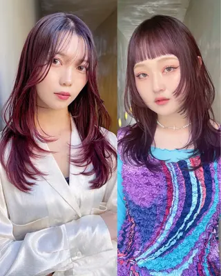 ミディアム カラー AiM 大名　似合わせカットのヘアスタイル