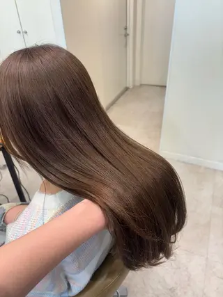 ロング カラー 垢抜け小顔レイヤー オリーブ/スミレのヘアスタイル