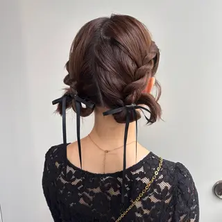 ヘアアレンジ 艶感カラー/オリーブ アレンジ：♡のヘアスタイル