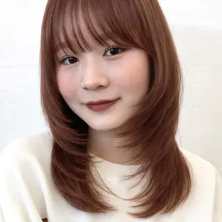 ミディアム カラー ヘアアレンジ 顔周りカット×透明感 カラー💫AINAのヘアスタイル