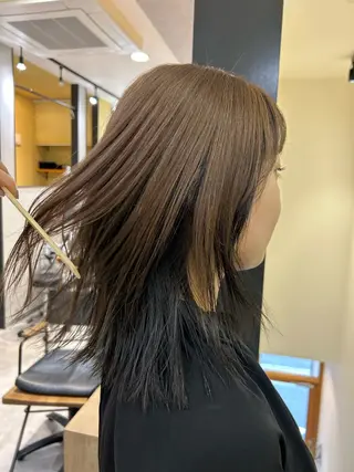 セミロング カラー hub hair レイヤー/透明感のヘアスタイル