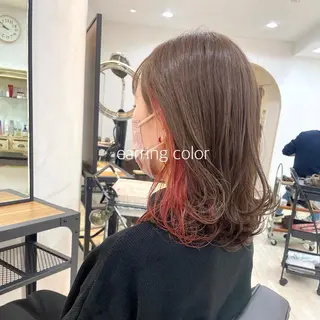 ミディアム カラー ゆさこのか ダブルカラー／縮毛のヘアスタイル