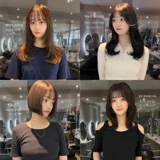 カラー 韓国🇰🇷レイヤー 映える顔周り🩷のヘアスタイル
