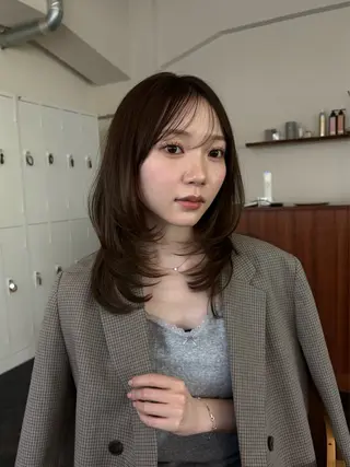ミディアム 透明感カラー/顔周り カット/ののか💞のヘアスタイル