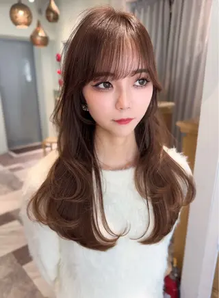 セミロング カラー 木屋元一/透明感 /前髪/ショートボブのヘアスタイル