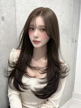 ロング カラー 似合わせカットカラー りおなのヘアスタイル