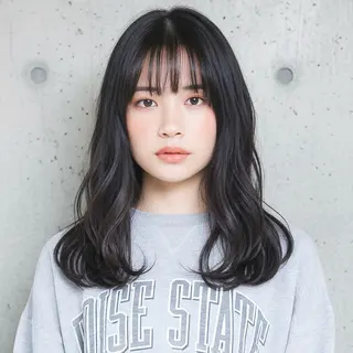 セミロング ハッシュカット 田窪珠妃のヘアスタイル