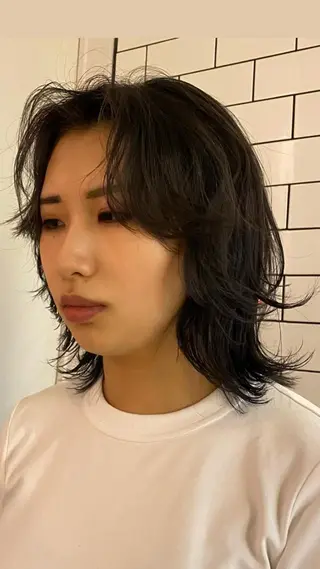 ミディアム パーマ Yuki☺︎パーマ レイヤーカットのヘアスタイル