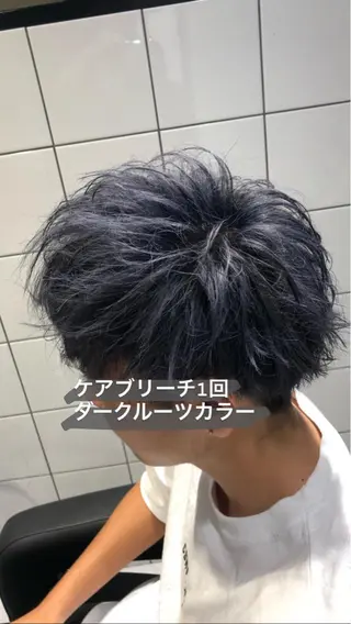 ショート カラー メンズ 赤み消し🌿 透明感カラー🫧のヘアスタイル