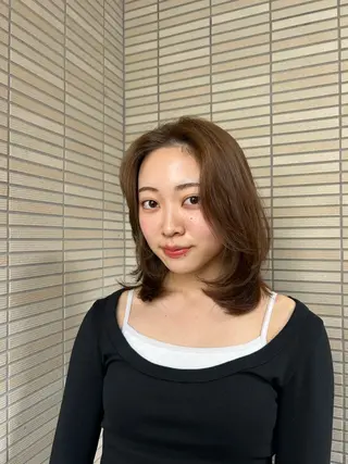 ミディアム カラー ayano/パーマ/ 暖色カラーのヘアスタイル