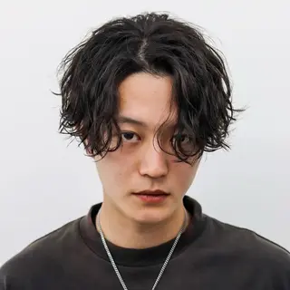 ミディアム カラー パーマ メンズ ハイトーン/メンズマ ッシュ/KYOHEIのヘアスタイル