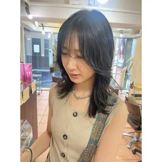 セミロング ヘアアレンジ 🦋エクステ/透明感 カラー🦋宮川莉央のヘアスタイル
