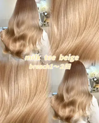 ロング カラー ヘアアレンジ 坂齋大地／レイヤー/ ミルクティーのヘアスタイル