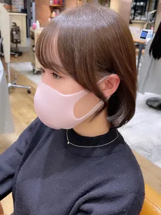 ミディアム カラー パーマ ヘアアレンジ 骨格別小顔カット/ 顔周りカット/金井のヘアスタイル