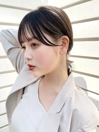 ミディアム カラー 結べるレイヤーボブ くびれLady表参道のヘアスタイル