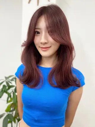 セミロング カラー 韓国風×透明感カラー 髪質改善オタベシンヤのヘアスタイル