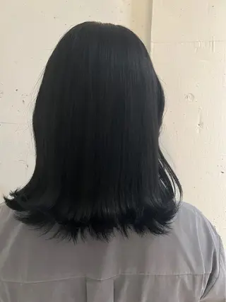 セミロング カラー 艶くすみカラー ‎/縮毛/川添桃花‎のヘアスタイル