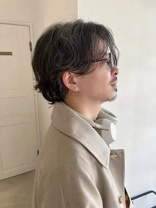 ミディアム パーマ メンズ 川間 将彦のヘアスタイル
