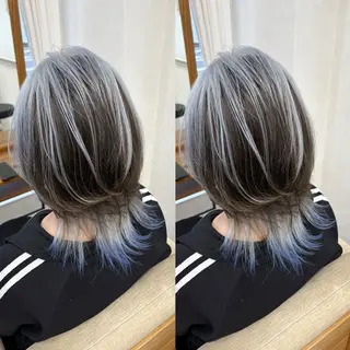 ミディアム issy/ハイライト ハイトーン／レイヤーのヘアスタイル