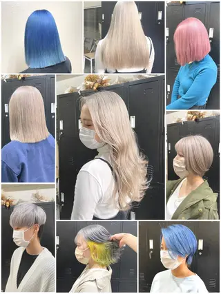 ショート カラー パーマ ヘアアレンジ メンズ キッズ ネイル マツエク・マツパ 切りっぱなしヘアボブ ミディアムヘアRYOのヘアスタイル