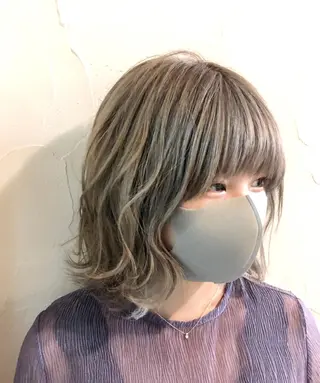 ミディアム カラー 興津/韓国レイヤー ダブルカラー美髪縮毛のヘアスタイル