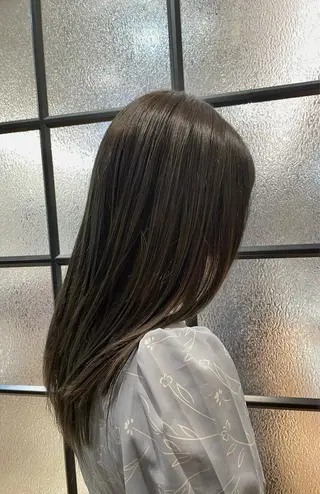 セミロング カラー 小顔カット前髪 顔周りカット林亮佑のヘアスタイル