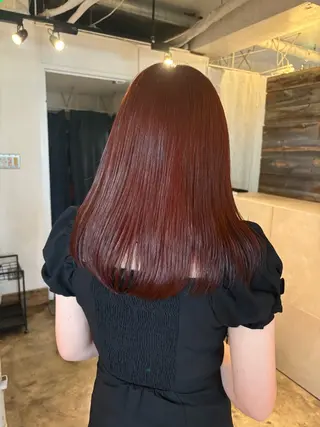 ミディアム カラー 暖色カラー🍒 ケアブリーチ/akiのヘアスタイル