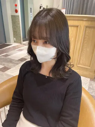 ミディアム カラー 木屋元一/透明感 /前髪/ショートボブのヘアスタイル