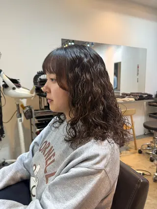 セミロング 🌿朝5分でお洒落 パーマスタイル🌿のヘアスタイル