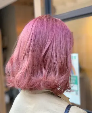ミディアム カラー ヘアアレンジ 髪質改善×ハイトーン 中田啄也のヘアスタイル