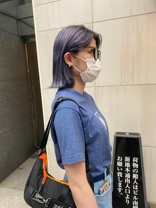 ミディアム デザインカラー/ボブ ブリーチカラー/ユリのヘアスタイル