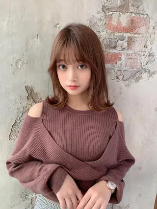 ミディアム カラー 新宿✨顔周りカット 韓国ヘア/坂本亜裟海のヘアスタイル