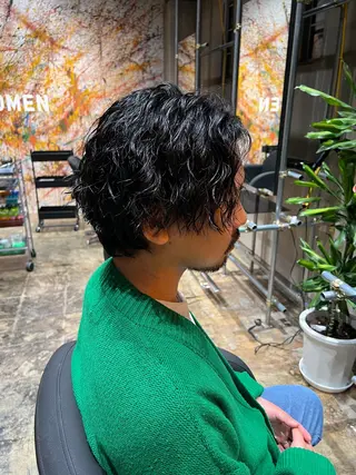 ミディアム パーマ メンズ くまざき　なな /メンズモデル募集のヘアスタイル