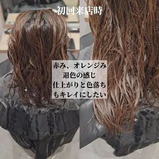 ミディアム カラー 縮毛矯正をしている人 のためのカラーのヘアスタイル