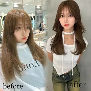セミロング カラー Lond roseのヘアスタイル