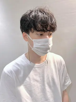 ミディアム パーマ ヘアアレンジ メンズ 柔らか垢抜けｶﾗｰと ｶｯﾄ🫧ASUKAのヘアスタイル